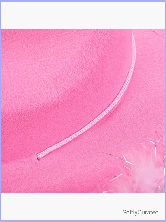 Western Felt Cowgirl Hat with Fluffy Feather Trim, Adjustable Adult Costume Hat main image 5